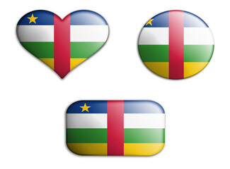 colorful national art flag of central african republic figures bottoms on a white background . concept collage. 3d illustration.