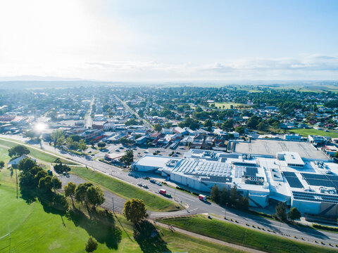 recreational area sports park beside footpath Ryan avenue and town shopping centre