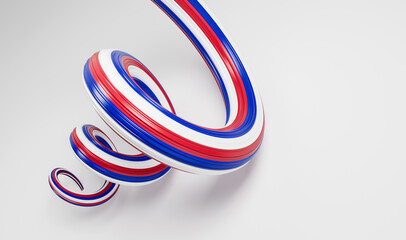 3d Flag of Paraguay, 3d Spiral Glossy Ribbon Flag Of Paraguay On White Background, 3d illustration