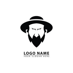 man in hat logo icon vector.