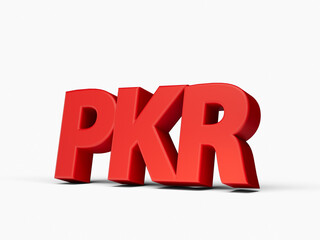 3d Red Shiny Pakistani Rupee PKR Currency Icon Isolated On White Background, 3d illustration