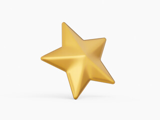 3d One Golden Shiny Rating Star Symbol Isolated On White Background, 3d illustration