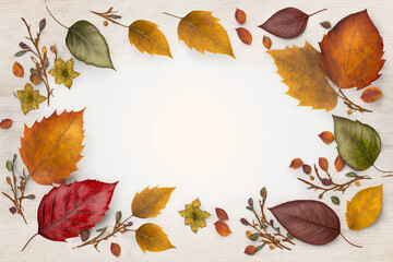 Fototapeta na wymiar autumn leaves frame