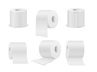 Toilet paper roll vector towel tissue icon. Isolated kitchen 3d paper toilet illustration wc realistic tape bathroom isometric cylinder.