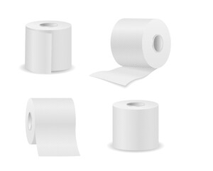 Toilet paper roll vector towel tissue icon. Isolated kitchen 3d paper toilet illustration wc realistic tape bathroom isometric cylinder.