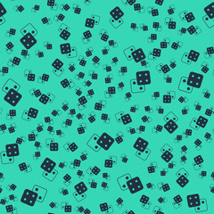 Black Game dice icon isolated seamless pattern on green background. Casino gambling. Vector