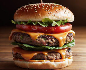 hamburger on a black background