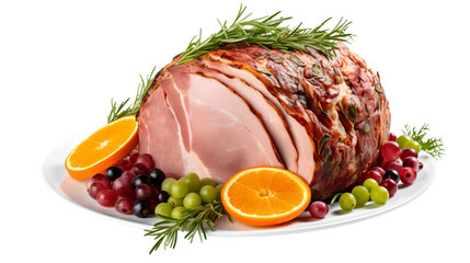Delicious Ham Isolated on White Background, Image Ai Generated