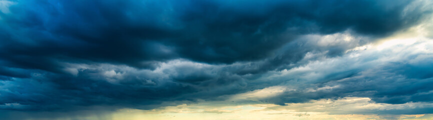 Dark dramatic storm clouds. Rainy and hurricane weather. Stormy sky.