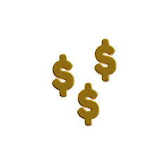 3D render Set of golden coin in different shape isolated on white background. Symbol of gold and wealth 3D rendering