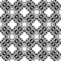 black and white seamless pattern repeated design ornament decoration floral flower damask style geometric elements tile texture textile fabric vector illustration