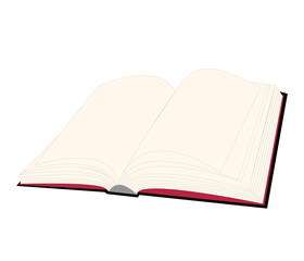 Open blank book, catalog, magazines, diary or notebook mockup with empty pages and black hardcover. Jpeg