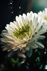 White chrysanthemum with water drops