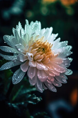 White chrysanthemum with water drops