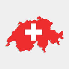 switzerland map with flag on gray background