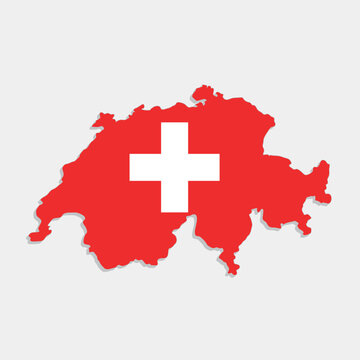 recommend clip art: switzerland map with flag on gray background
