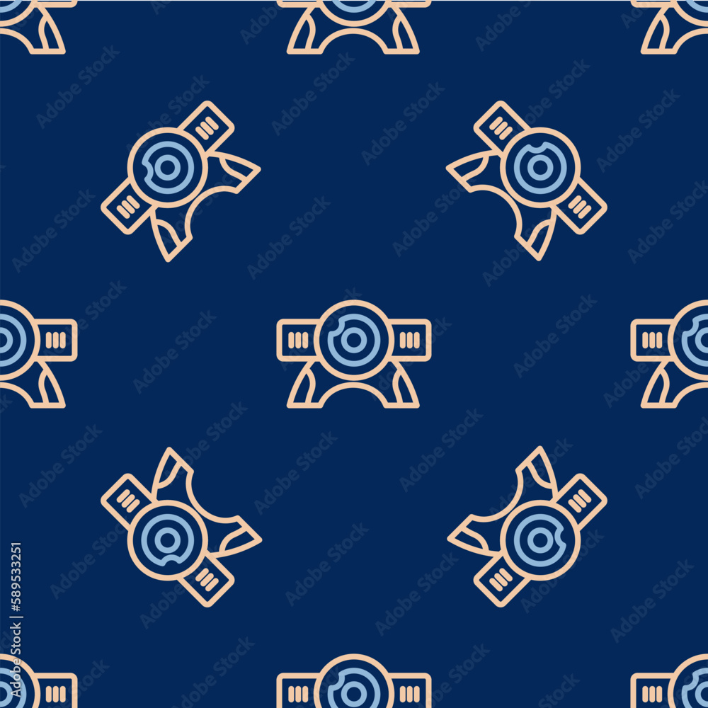Poster line web camera icon isolated seamless pattern on blue background. chat camera. webcam icon. vector
