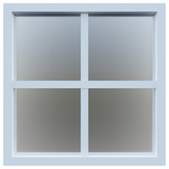 3d rendering of white square grid window frame with glass.
