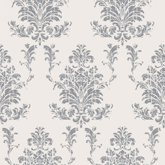 Fototapeta premium Vector damask seamless pattern background. Classical luxury old fashioned damask ornament, royal victorian seamless texture for wallpapers, textile, wrapping. Exquisite floral baroque template. 