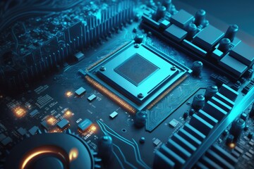 Abstract circuit board technology background. Modern  Electronic technology futuristic.Generative AI