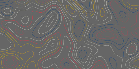 Topographic line pattern, map landscape background outline above view. Vector abstract line