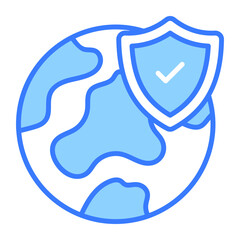 Security shield with world globe denoting concept vector of global protection in modern style