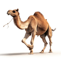 running camel isolated on white background