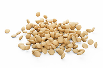 3d Creamy Sponge Cookies Scattered On White Background, 3d illustration