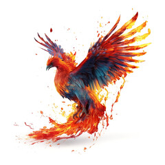 Fire Phoenix Bird in White Background