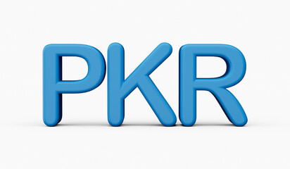 3d Blue Shiny Pakistani Rupee PKR Currency Icon Isolated On White Background, 3d illustration