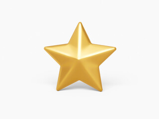 3d One Golden Shiny Rating Star Symbol Isolated On White Background, 3d illustration