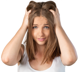 Close up portrait of a beautiful upset  girl looking at camera on a white background