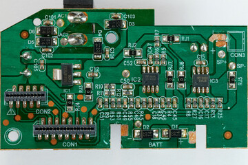 Detailed Close up of a printed circuit board