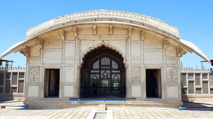 Lahore Fort - April, 22, 2018: Pakistan, Naulakha Pavilion was built in 1633 by the Mughal emperor Shah Jahan as a small summer house designed to pay tribute to His wife Mumtaz Mahal Necklace. 