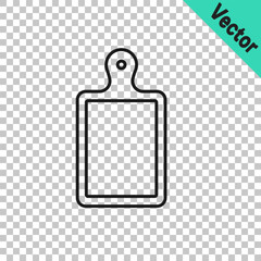Black line Cutting board icon isolated on transparent background. Chopping Board symbol. Vector