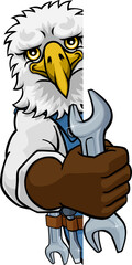 Eagle Plumber Or Mechanic Holding Spanner