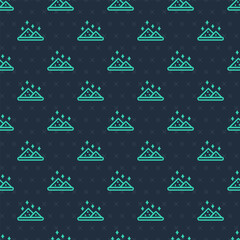 Green line Magic powder icon isolated seamless pattern on blue background. Vector