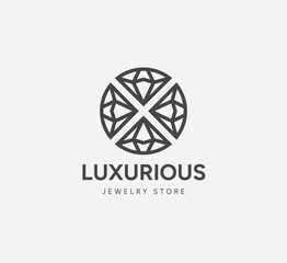 linear logo of luxurious diamond jewelry for your business