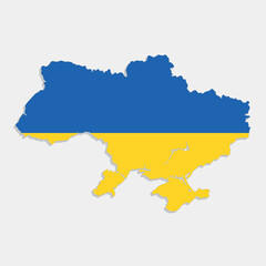 ukraine map with flag on gray background
