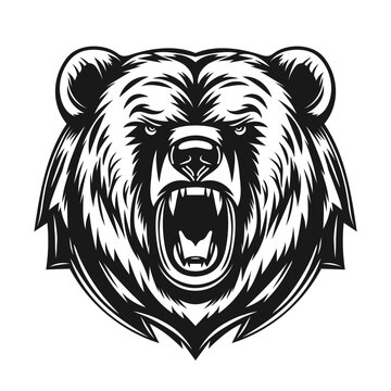 Bear head roaring. Vector illustration.