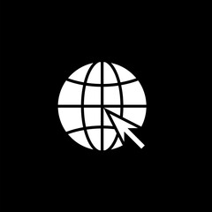 Internet click sign symbol  isolated on black background 