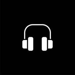 Headphones online meeting icon for web design isolated on black background
