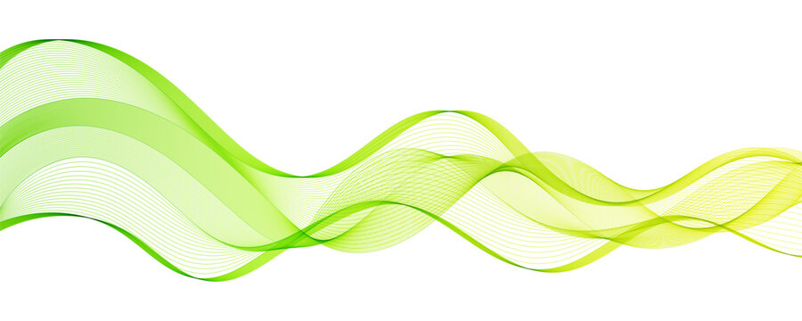 Abstract Background with Transparent Gradient  Green and Yellow Wave Line on White Backdrop. Creative Line Art for Universal Use.