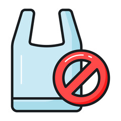 Prohibited sign on plastic bag depicting concept icon of no plastic bag, plastic free world,