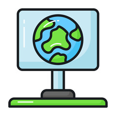 World globe on advertisement board denoting vector design of ecology advertisement in modern style, world earth day icon