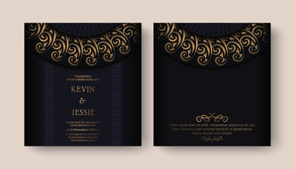 Mandala style luxury dark wedding invitation