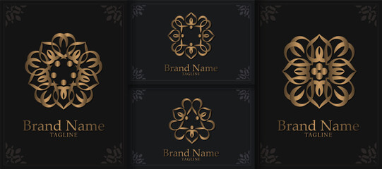 Set of ornament logo line art style luxury