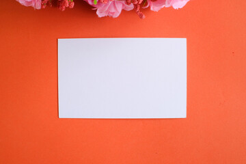 Mockup of business card white paper on background