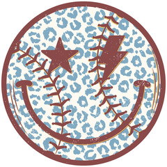 Obraz premium Leopard Baseball Happy Face PNG design