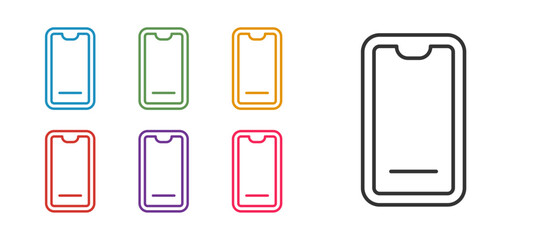 Set line Food ordering on mobile icon isolated on white background. Order by mobile phone. Restaurant food delivery concept. Set icons colorful. Vector